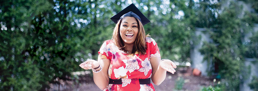 student wearing graduation cap